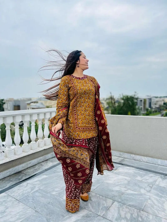 LULUSAR Silk 3PC Digital Printed ,SK-3002