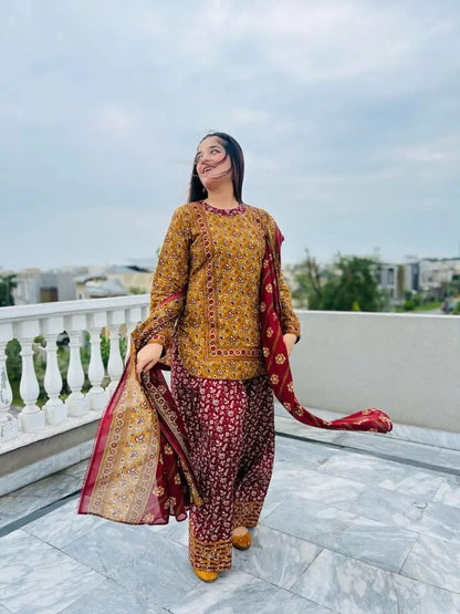 LULUSAR Silk 3PC Digital Printed ,SK-3002